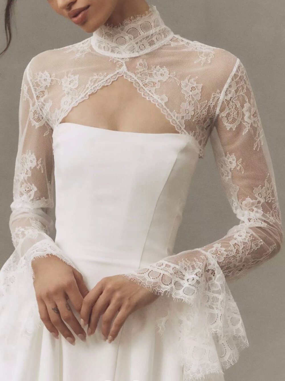 Geisha Designs Long-Sleeve Bridal Lace Topper
